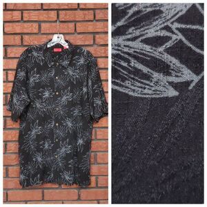 Mens XL Silk Bamboo Hawaiian Style Button Up Shirt Tropical Beach Floral Izod